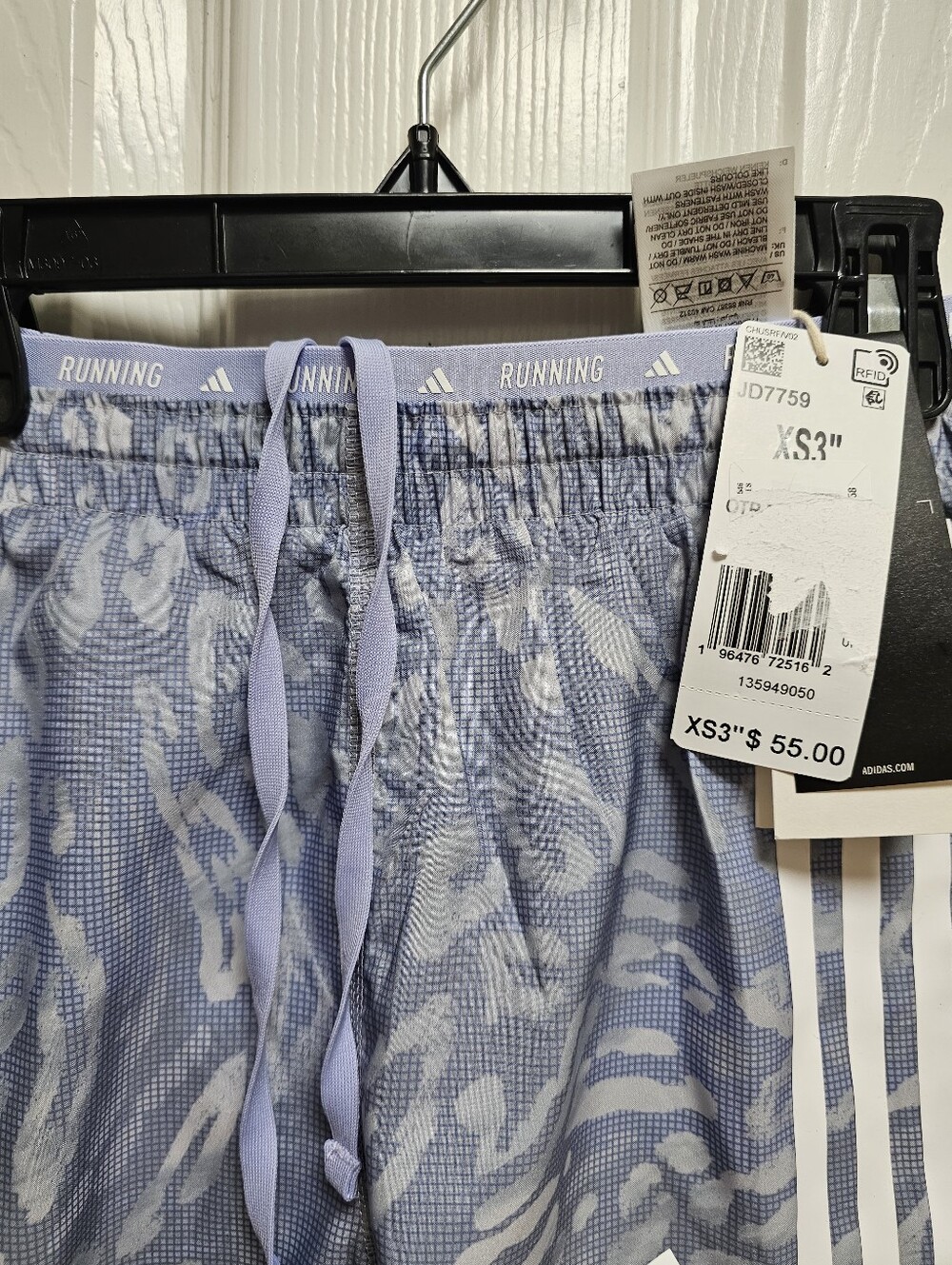 Adidas Blue White Running Shorts 3XS NWT 3 Stripe Athletic Activewear - Picture 3 of 10